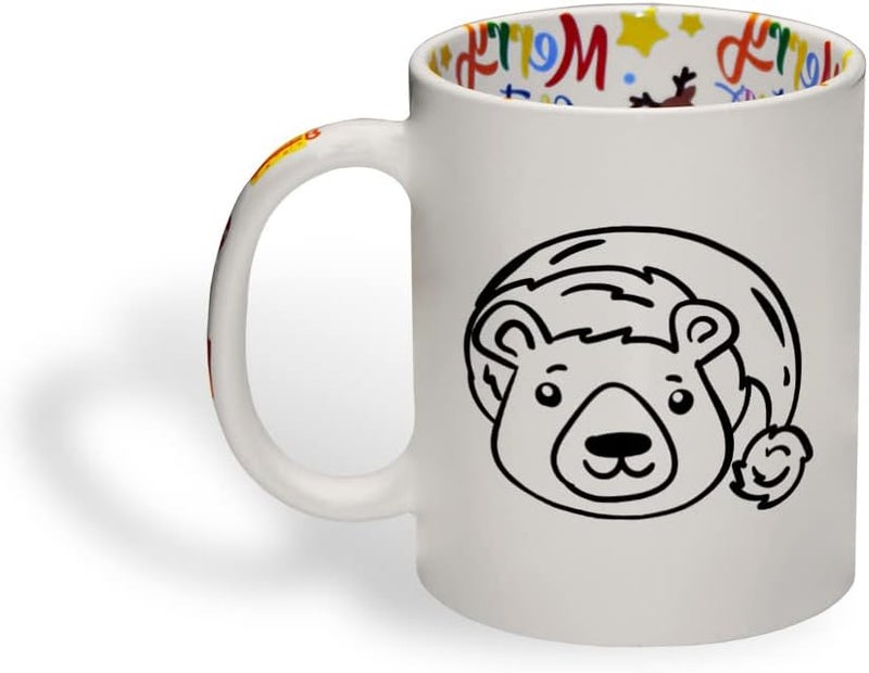 Style In Print Ceramic Christmas Coffee Mug 11 Ounces Cute Cartoon Polar Bear with Santa Cap Style A Funny Tea Cup Christmas Santa Cap Design Only Design Only - Image 1