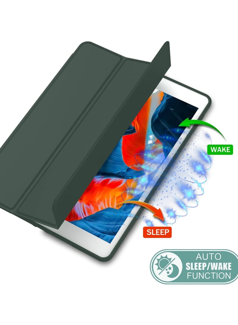 دوسالا حافظة لجهاز iPad الجيل التاسع 2021/iPad الجيل الثامن 2020 مقاس 10.2 بوصة مع حامل قلم، حافظة لجهاز iPad الجيل السابع 2019 مع ظهر من السيليكون الناعم للأطفال، غطاء إيقاظ/سكون تلقائي (أخضر صنوبري) - Image 2