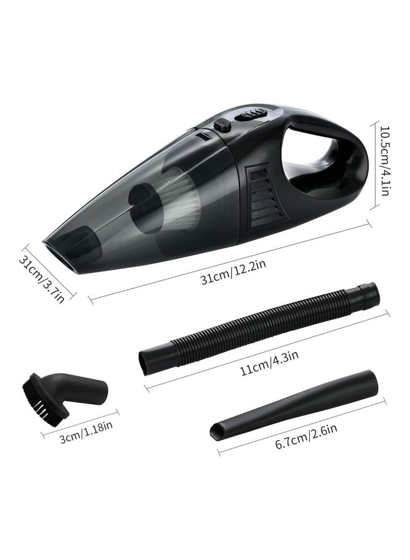 Handheld Vacuum Cordless Portable Rechargeable Strong Suction Car Vacuum Cleaner Powerful Hand Held Vacuum Cleaner with Multi Accessories for Home Office Auto Car Pet (Black) - Image 2