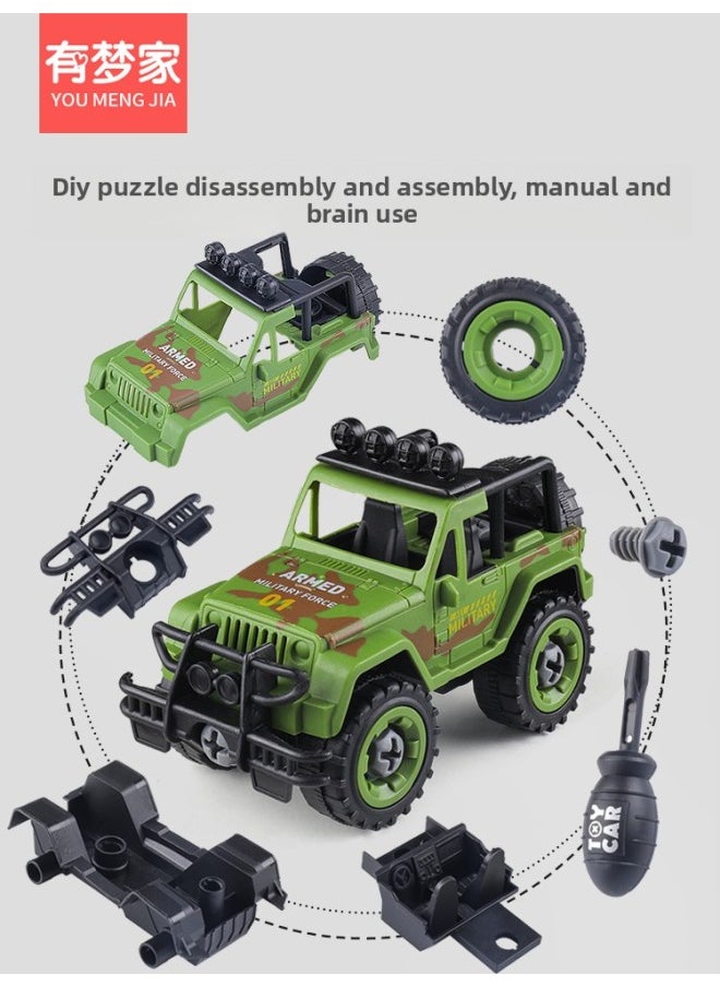 Generic - Children's Detachable Engineering Car Boy's Hands-on Assembly Ability Puzzle Screwdriver Disassembly And Assembly Suit Toy 2-4 Years Old 6-Color:Disassembly And Assembly Of 4 Police Cars + Disassembly And Assembly Of 4 Pieces Of Sea, Land And Air + 2 Screwdrivers - Image 1