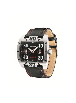 Men Airline Black Leather Strap Analog Watch for Men, 41mm