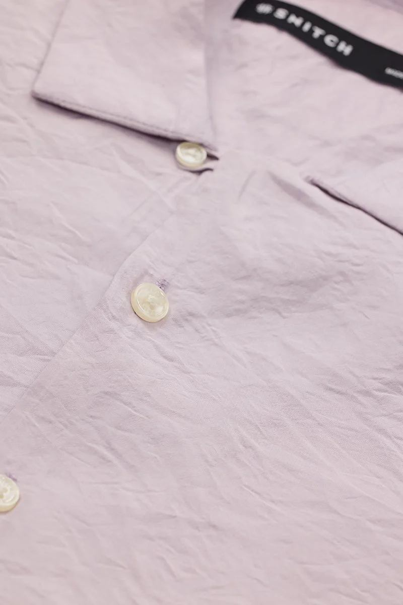 SNITCH قميص ليلاك بقصة بوكس مع تأثير الثنيات