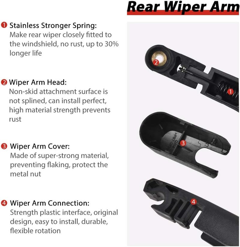 OTUAYAUTO MR971507 Rear Windshield Wiper Arm Blade Set - Replacement for Mitsubishi Outlander 2003-2006 - Image 2