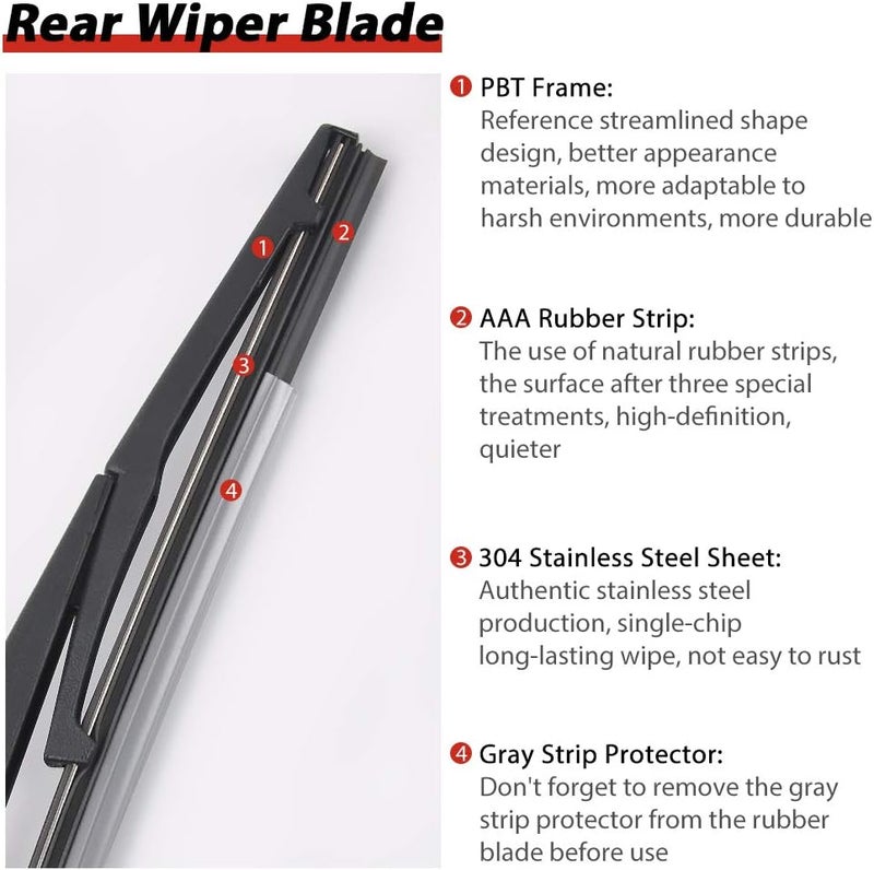 OTUAYAUTO MR971507 Rear Windshield Wiper Arm Blade Set - Replacement for Mitsubishi Outlander 2003-2006 - Image 3