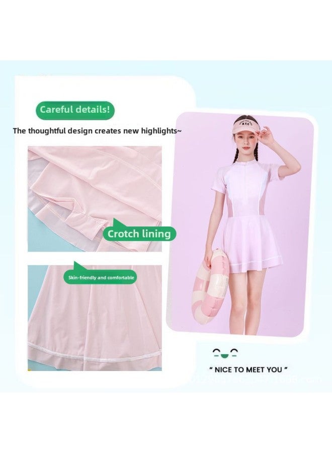 Generic Children's Swimsuit Big Kids Printed Quick-drying Slim-fit Sports Swimsuit Girl's Beach Hot Spring Student Swimsuit-Color:203 Pink-Size:3xl (135-145cm) 32.5-37.5kg - Image 3