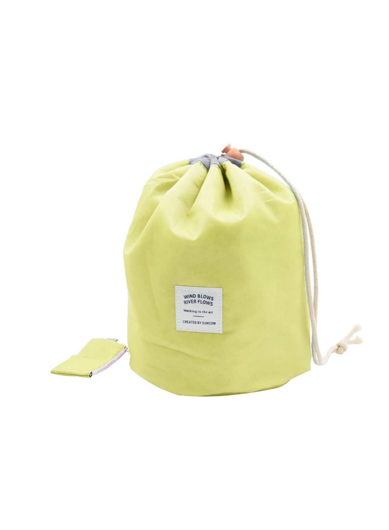 Rubik 2 in 1 Travel Cosmetic Barrel Bag Multifunctional Toiletry Bucket Round Storage Organizer Pocket Soft Collapsible Waterproof (Red/Yellow) - Image 3