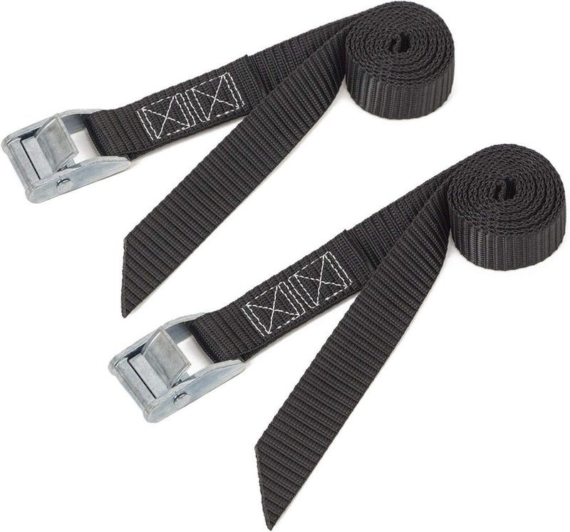 PowerTye MFG Lashing Straps with Cam Buckle - 1 inch x 4ft Tie Down Straps - Made in USA - Ideal for Securing Coolers, Batteries, Cargo on Motorcycles, RVs & Truck Beds - 200 lb. WLL, Black (2-Pack) - Image 1
