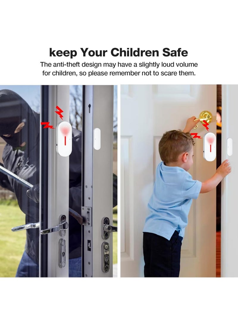 Door Window Alarm, 110DB Wireless Sensor Burglar Alarm for Kids Safety, Window Pool Alarms for Home, Door and Window, Security Alarms System for Kids and Family (White) - Image 2