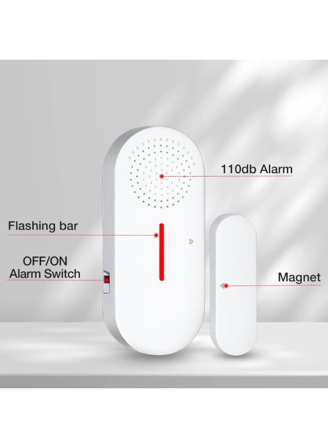 Door Window Alarm, 110DB Wireless Sensor Burglar Alarm for Kids Safety, Window Pool Alarms for Home, Door and Window, Security Alarms System for Kids and Family (White) - Image 3