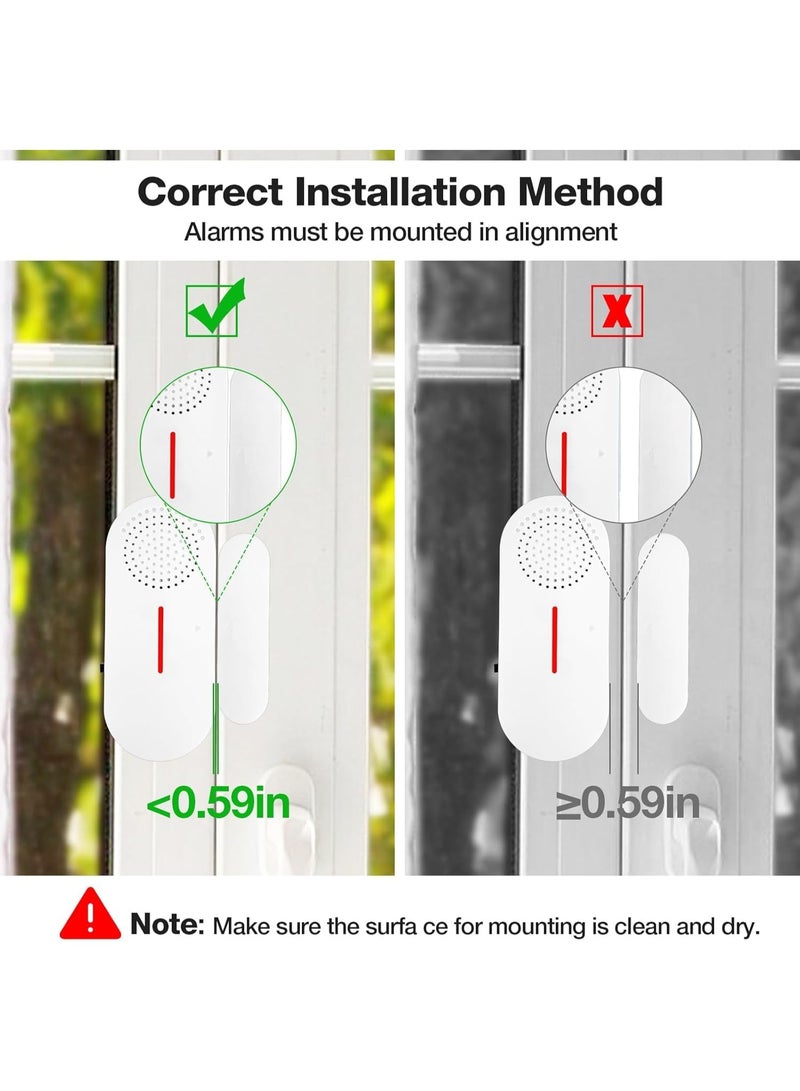 Door Window Alarm, 110DB Wireless Sensor Burglar Alarm for Kids Safety, Window Pool Alarms for Home, Door and Window, Security Alarms System for Kids and Family (White) - Image 4
