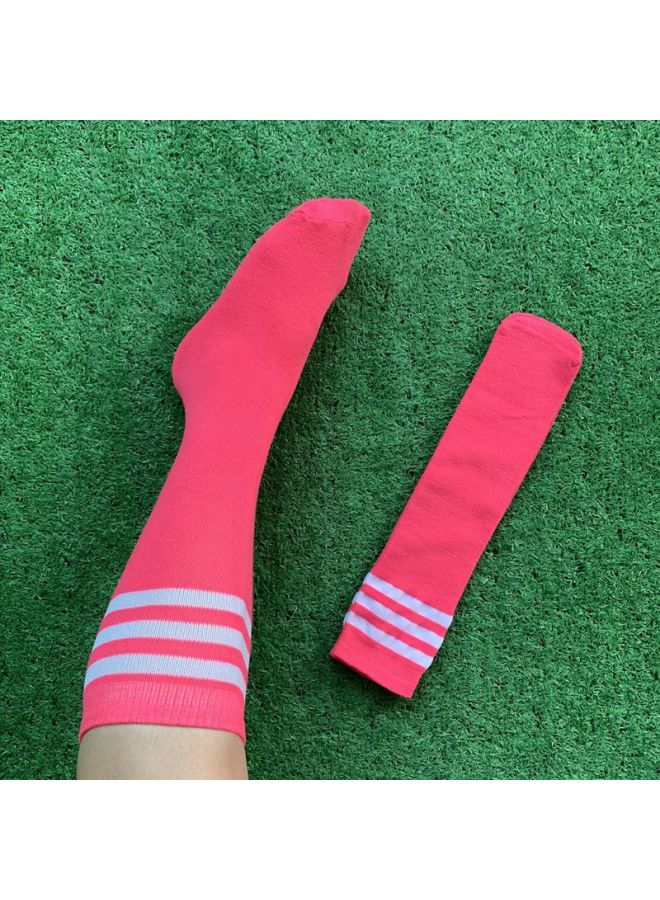 Rose Red White Border Children's Mid-tube Socks Cotton Sports Boys And Girls Solid Color Striped Dance Socks Cheerleading Performance Football Socks