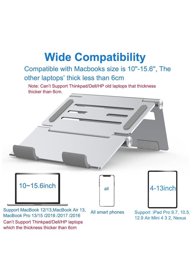 SYOSI Vertical Laptop Stand Holder, Adjustable MacBook Stand for Desk, Portable Laptop Riser Mount Accessories, Fits All MacBooks iPad Surface Cell Phone, Grey  - Image 5