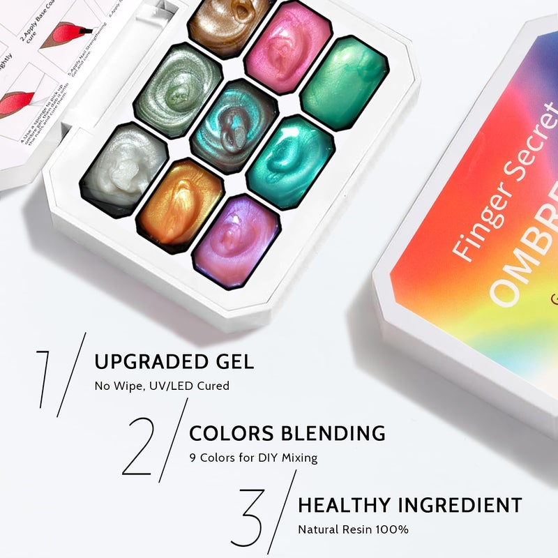 Karroy Sponge Pat Paint Nail Gel, Blending Colors Ombre Nails Gradient Gel Nail Blush Blooming Aura Nails Drawing Stripper Floral Painting Nail Art, No Wipe, Aurora Mermaid Chrome Silk Satin (9 Colors L) - Image 5