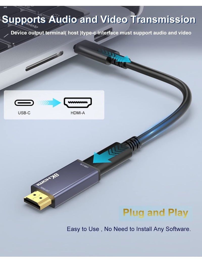 Excefore USB C to HDMI 3.1 Adapter, USB-C Female to HDMI Male Converter, 8K@60Hz, Compatible with MacBook Pro, MacBook Air, iPad Pro, Mac Mini M1, Dell XPS, Surface Book (Grey) - Image 2