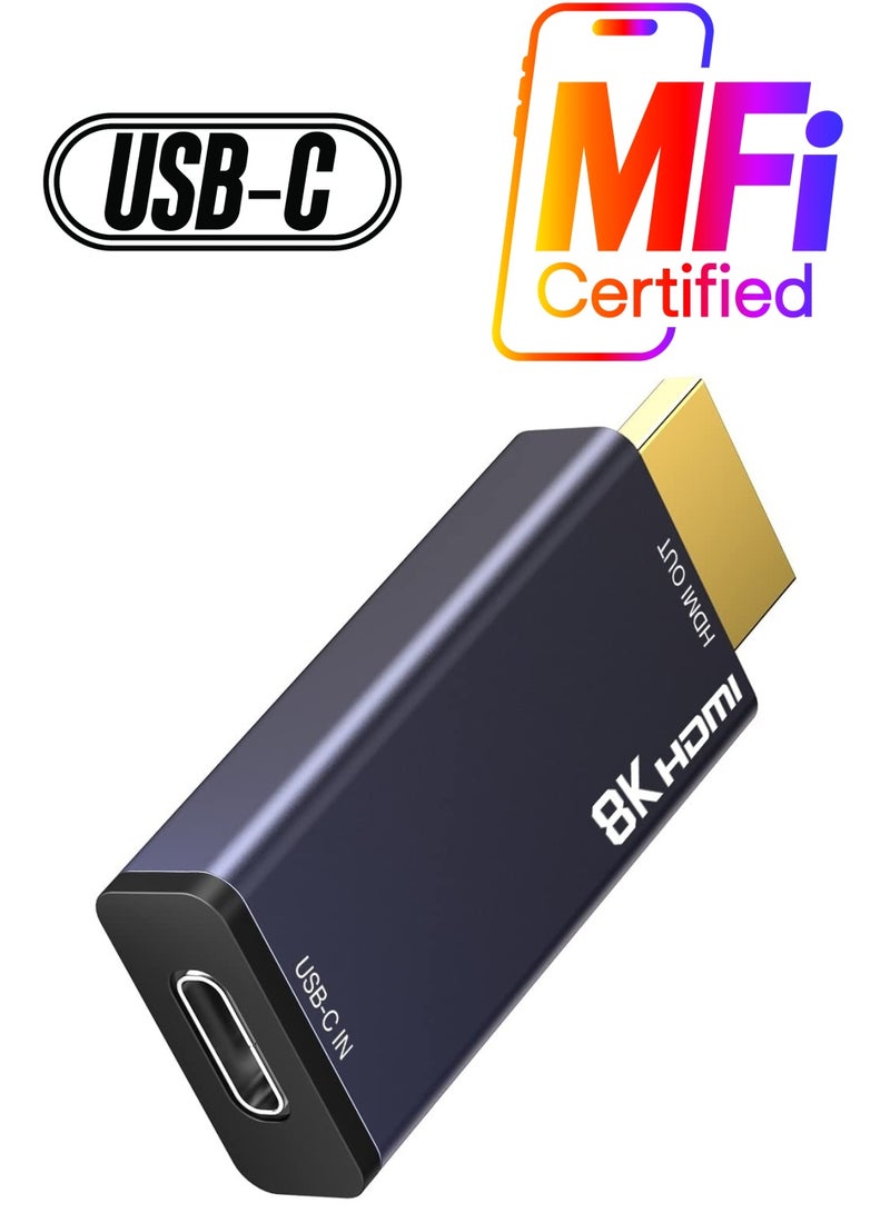 Excefore USB C to HDMI 3.1 Adapter, USB-C Female to HDMI Male Converter, 8K@60Hz, Compatible with MacBook Pro, MacBook Air, iPad Pro, Mac Mini M1, Dell XPS, Surface Book (Grey) - Image 1