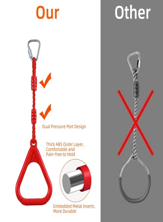 PELLOR 4 Colorful Ninja Rings, Gymnastic Rings Trapeze Swing Bar Ring with Triangle Handle for Home Gym Playground Ninja Warrior Obstacle Course Training Workout - Image 4