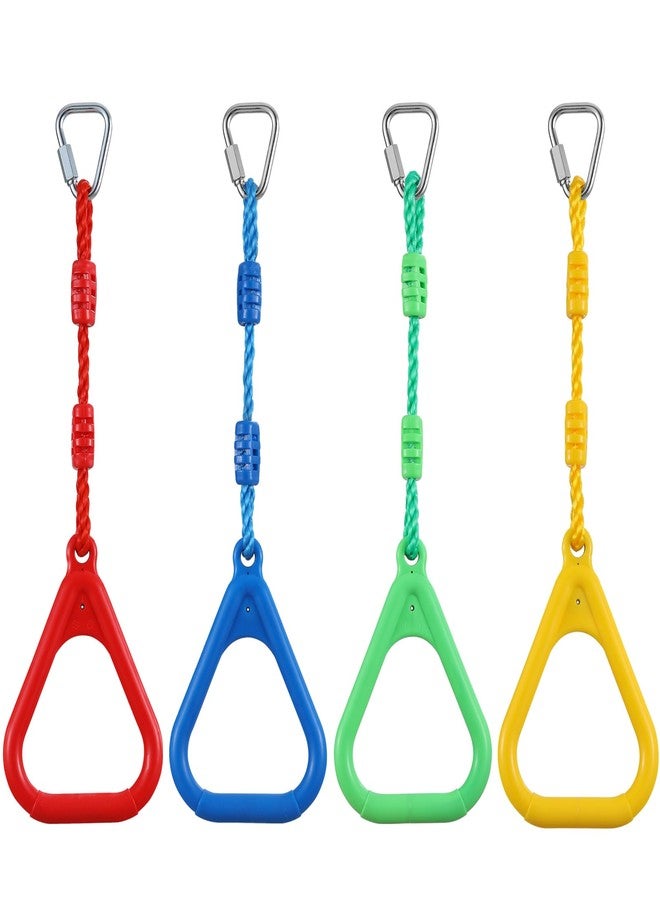PELLOR 4 Colorful Ninja Rings, Gymnastic Rings Trapeze Swing Bar Ring with Triangle Handle for Home Gym Playground Ninja Warrior Obstacle Course Training Workout - Image 1
