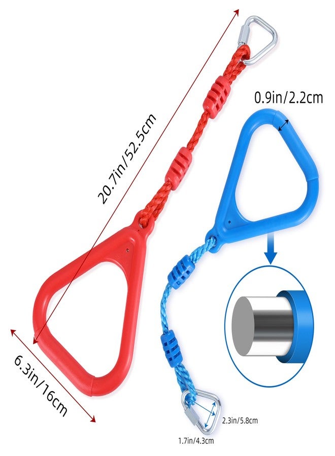 PELLOR 4 Colorful Ninja Rings, Gymnastic Rings Trapeze Swing Bar Ring with Triangle Handle for Home Gym Playground Ninja Warrior Obstacle Course Training Workout - Image 2