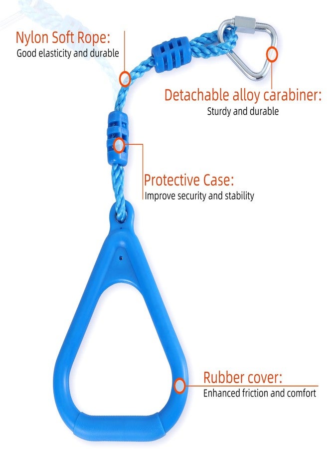 PELLOR 4 Colorful Ninja Rings, Gymnastic Rings Trapeze Swing Bar Ring with Triangle Handle for Home Gym Playground Ninja Warrior Obstacle Course Training Workout - Image 3