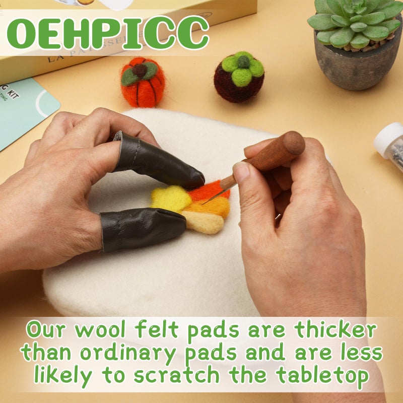 OEHPICC 128 Pcs Needle Felting Tools, 6Ã—6 Inch Wool Felting Pad, 102 Pcs Felting Needles, Felting Tools with 3 Size Wooden Handle Holder for DIY Wool Felting Projects - Image 4