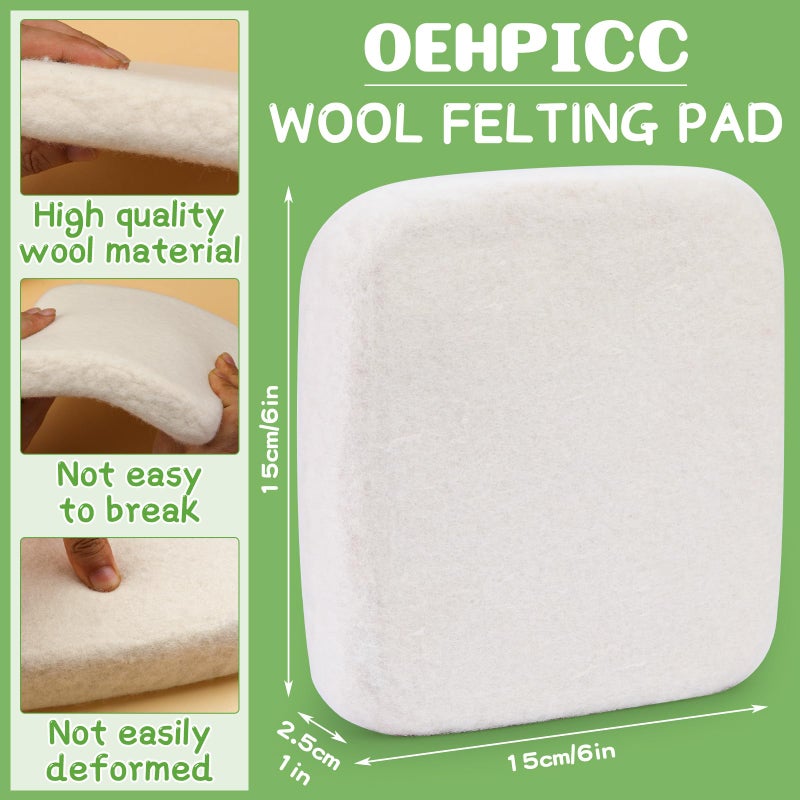 OEHPICC 128 Pcs Needle Felting Tools, 6Ã—6 Inch Wool Felting Pad, 102 Pcs Felting Needles, Felting Tools with 3 Size Wooden Handle Holder for DIY Wool Felting Projects - Image 2
