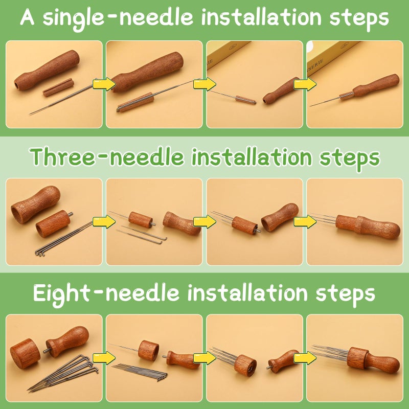 OEHPICC 128 Pcs Needle Felting Tools, 6Ã—6 Inch Wool Felting Pad, 102 Pcs Felting Needles, Felting Tools with 3 Size Wooden Handle Holder for DIY Wool Felting Projects - Image 5