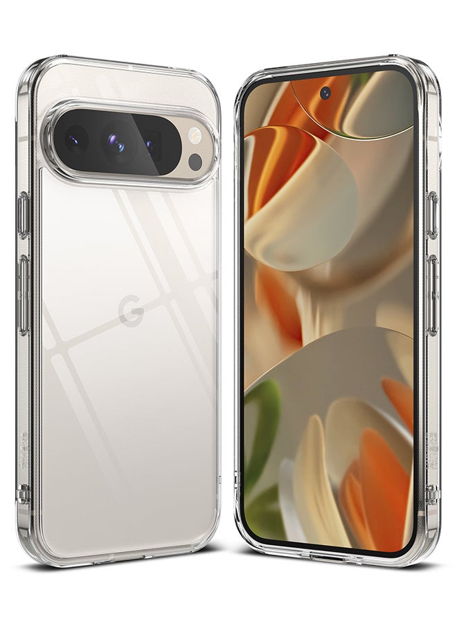 Fusion For Google Pixel 9 Pro XL Case Cover Transparent PC Back Soft Flexible TPU Bumper Scratch Resistant Shockproof Protection Phone Cover - Clear