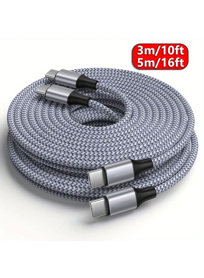 كابل USB C إلى USB C الرمادي 10 قدم شحن سريع 60 واط PD شاحن نوع C - Image 1