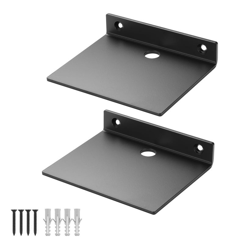 YUjieSTC Floating Shelves,3.0mm Aluminum Alloy Wall Mounted, Small Hanging Shelf, for Bathroom, Bedroom, Living Room, Kitchen(Black 4.9 in, Set of 2) - Image 1