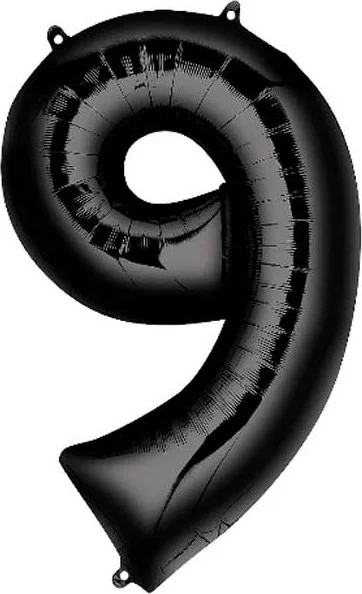 Partioutlet 9 Number Foil Balloon Black 100 cm
