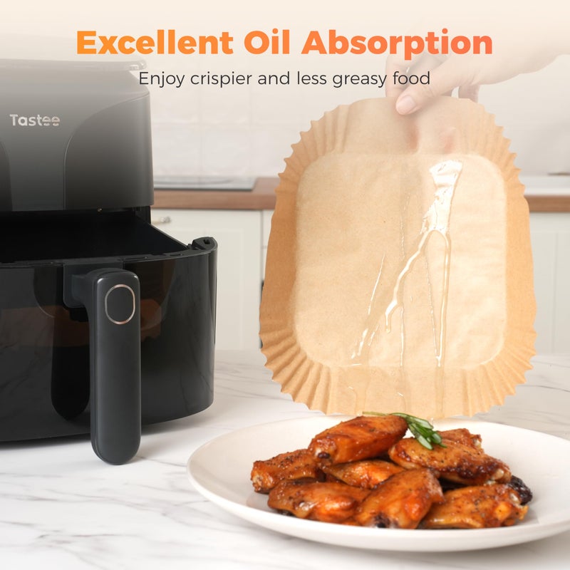 Tastee Air Fryer Liners 100Pcs - Design for 3-6QT Air Fryer Baskets, Oil-Absorbent Disposable Paper Liners, 450Â°F Heat Resistant, Custom Fit - Image 3