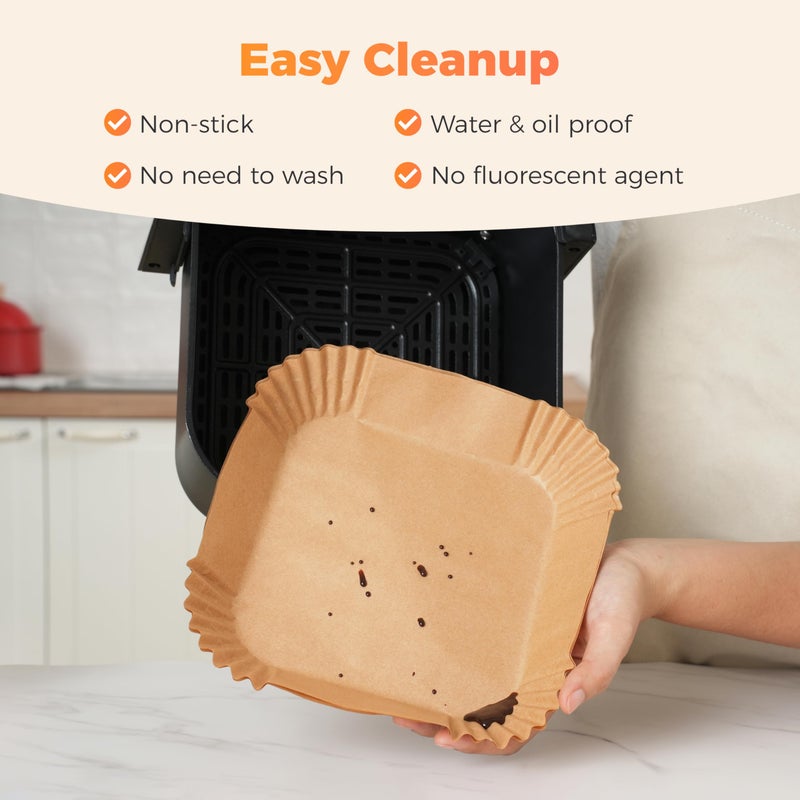 Tastee Air Fryer Liners 100Pcs - Design for 3-6QT Air Fryer Baskets, Oil-Absorbent Disposable Paper Liners, 450Â°F Heat Resistant, Custom Fit - Image 5