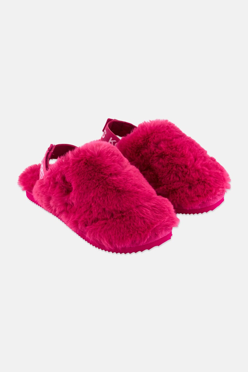 Michael Kors Women Medium Elsie Faux Fur Slippers, Pink - Image 1