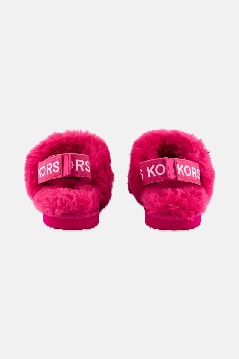 Michael Kors Women Medium Elsie Faux Fur Slippers, Pink - Image 2