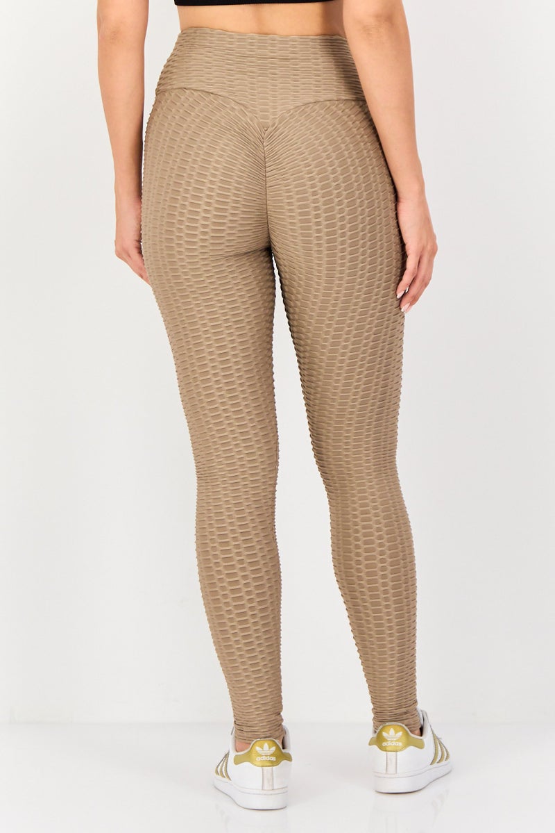 FOREVER 21  leggings تدريب للياقة البدنية للنساء، لون بني فاتح - Image 3