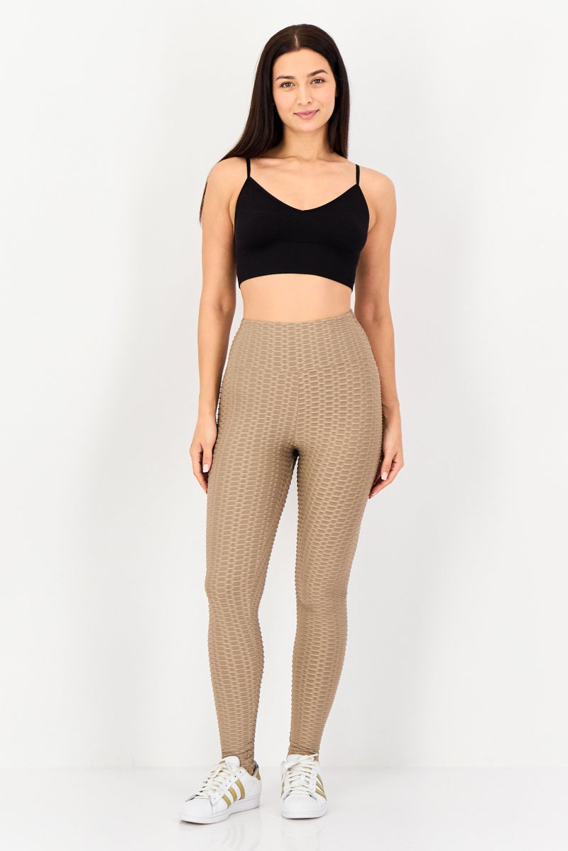 FOREVER 21  leggings تدريب للياقة البدنية للنساء، لون بني فاتح - Image 4