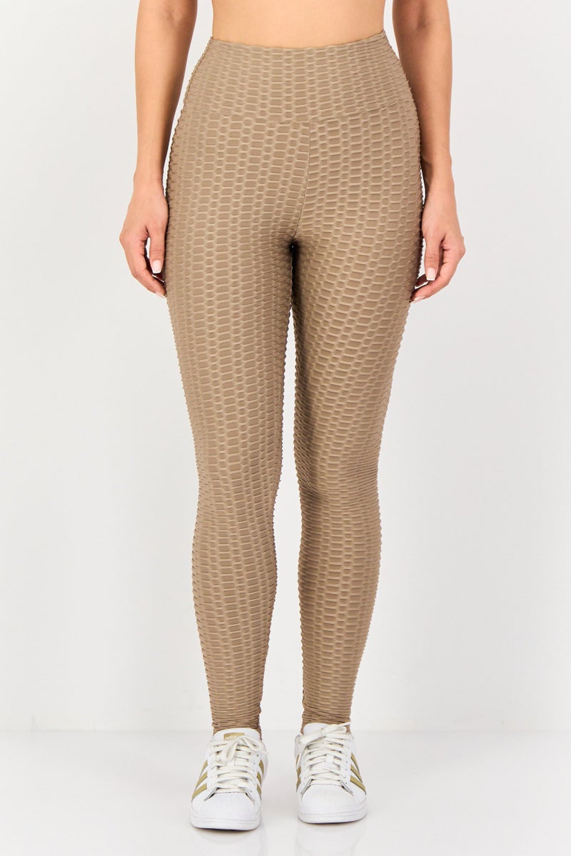 FOREVER 21  leggings تدريب للياقة البدنية للنساء، لون بني فاتح - Image 1