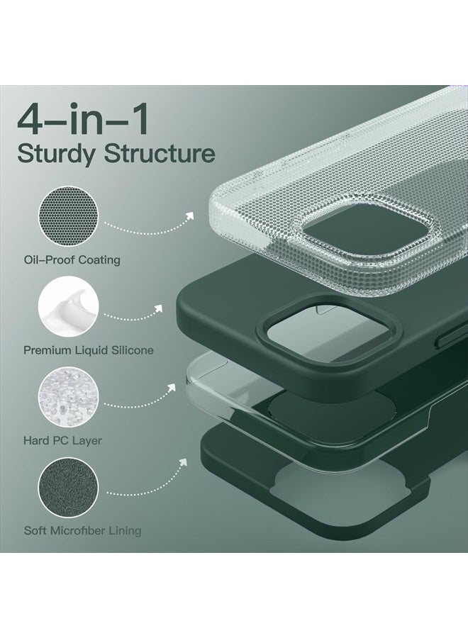 Jetech Silicone Case for iPhone 13 6.1-Inch, Silky-Soft Touch Full-Body Protective Phone Case, Shockproof Cover with Microfiber Lining (Midnight Green) - Image 3