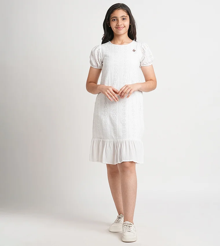 BEVERLY HILLS POLO CLUB Embroidered Short Sleeves Dress