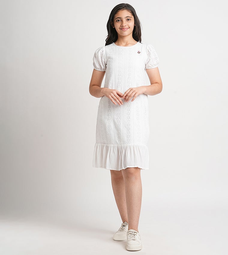 BEVERLY HILLS POLO CLUB Embroidered Short Sleeves Dress