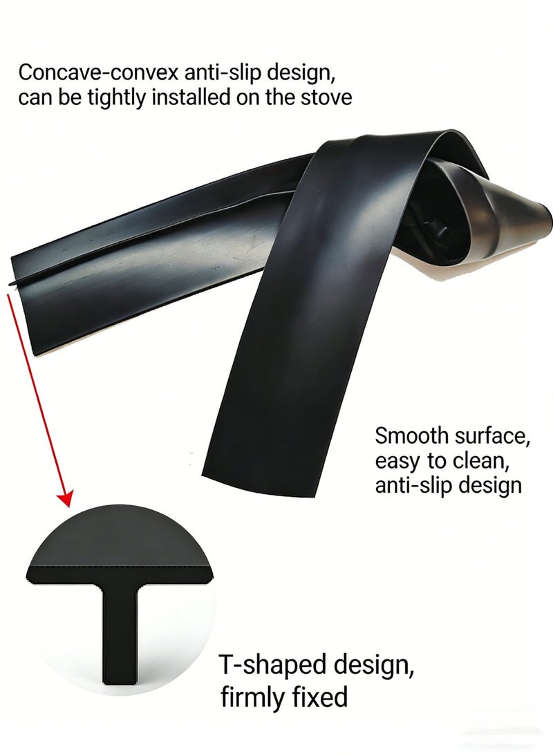 YGNNBC Silicone stovetop cover, oven protector, spill-proof sealant, gap filler, kitchen 2-pack, 30-inch black. - Image 2