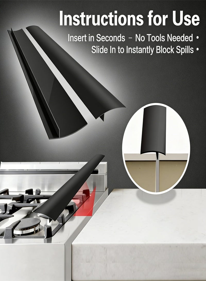 YGNNBC Silicone stovetop cover, oven protector, spill-proof sealant, gap filler, kitchen 2-pack, 30-inch black. - Image 4