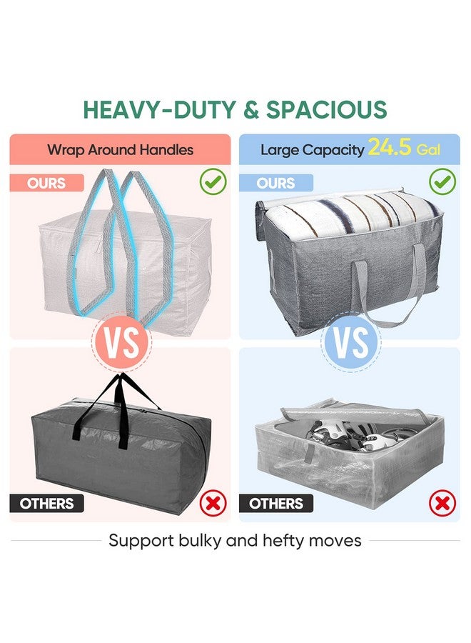 Baleine BALEINE 6-Pack Oversized Moving Bags with Reinforced Handles, Heavy-Duty Storage Tote for Clothes, Moving Supplies (Winter Grey, 6-Pack)  - Image 3