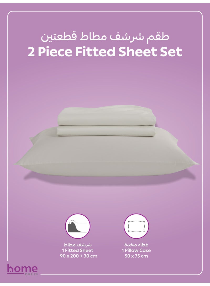 Donetella Bedding Fitted Sheet - Fits 90x200 Cm Bed For Single Bed 2 Pcs (1 Fitted Sheet and 1 Pillowcase) - 30 Cm Deep Pocket - Solid Bed Sheet - Image 3
