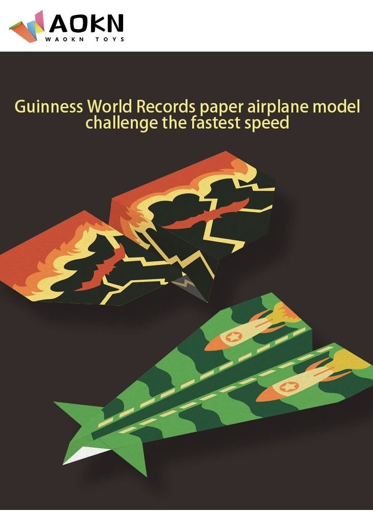 WAOKN - 3d Wooden Puzzle Paper Airplane Launcher Creative Toy for Kids One-click Paper Airplane Catapult with a 3D Puzzle Launcher and 40 Paper Airplane - Image 1