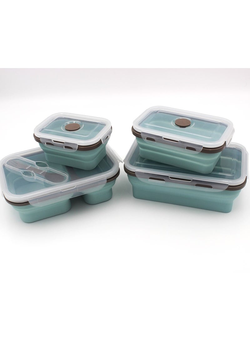 Auroware School Lunch box Set 4 Collapsible Space serving Dishwasher safe Microwave safe Easy to clean