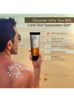 The Man Company Oilfree Sunscreen Gel Spf 50 Pa+++ For Men 50Gm Infused With Aloe Vera Tomato Extract & Vitamin E Uv Ab Protection No White Cast & Quick Absorption For Oily Skin  - Image 2