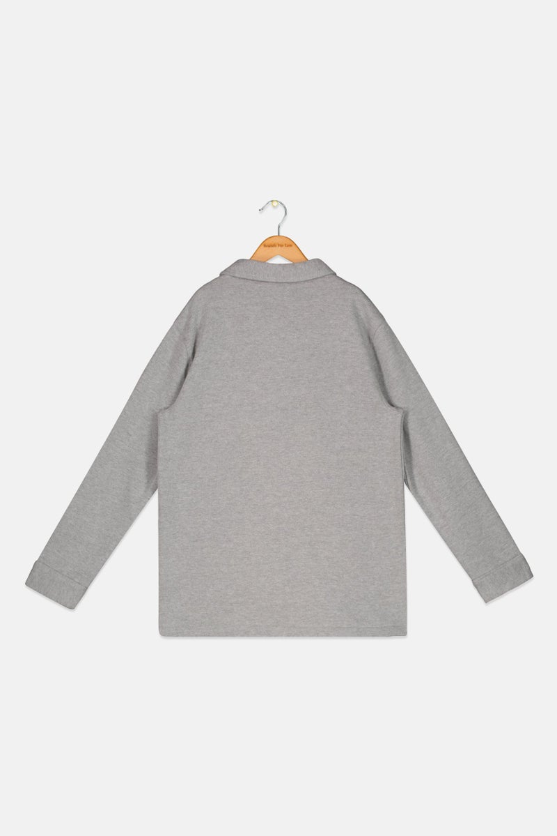 The Commons Kids Boy Plain Shirt Jacket, Grey - Image 2