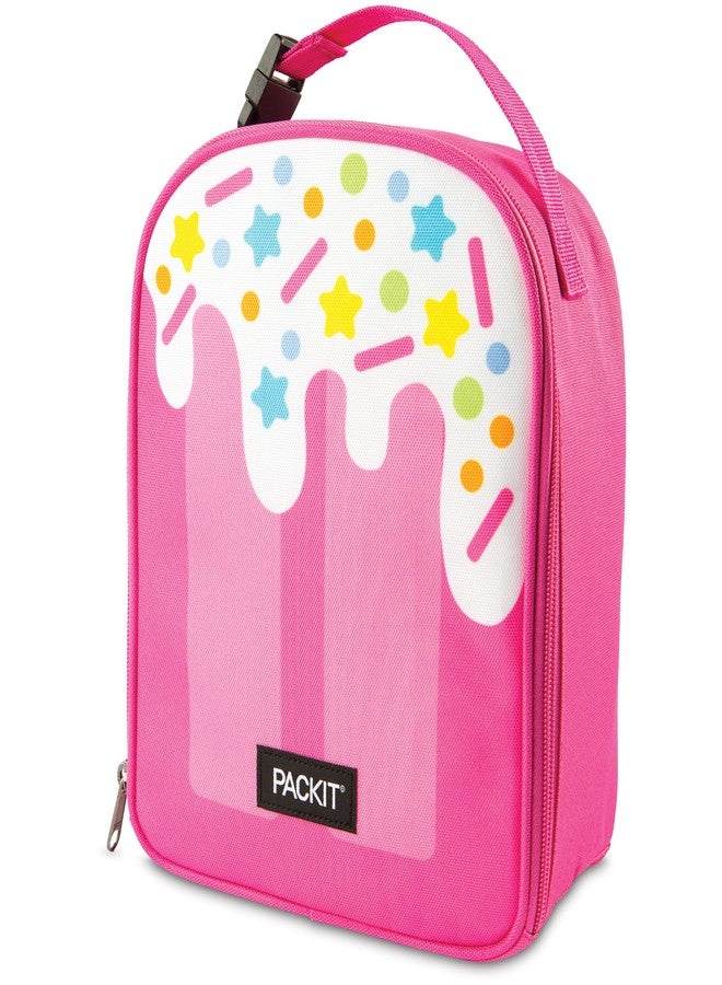 PackIt® Freezable Playtime Lunch Box, Pink Popsicle, Built with EcoFreeze® Technology, Collapsible, Reusable, Zip Closure With Buckle Handle, Perfect for Keeping School Lunches Fresh Large - Image 1