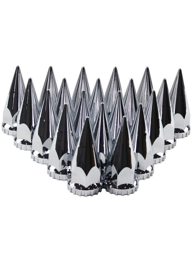 MRJLK 33mm Chrome ABS Plastic Screw-on Standard or Spiked Lug Nut Covers Pack of 20 (Spiked) - Image 1